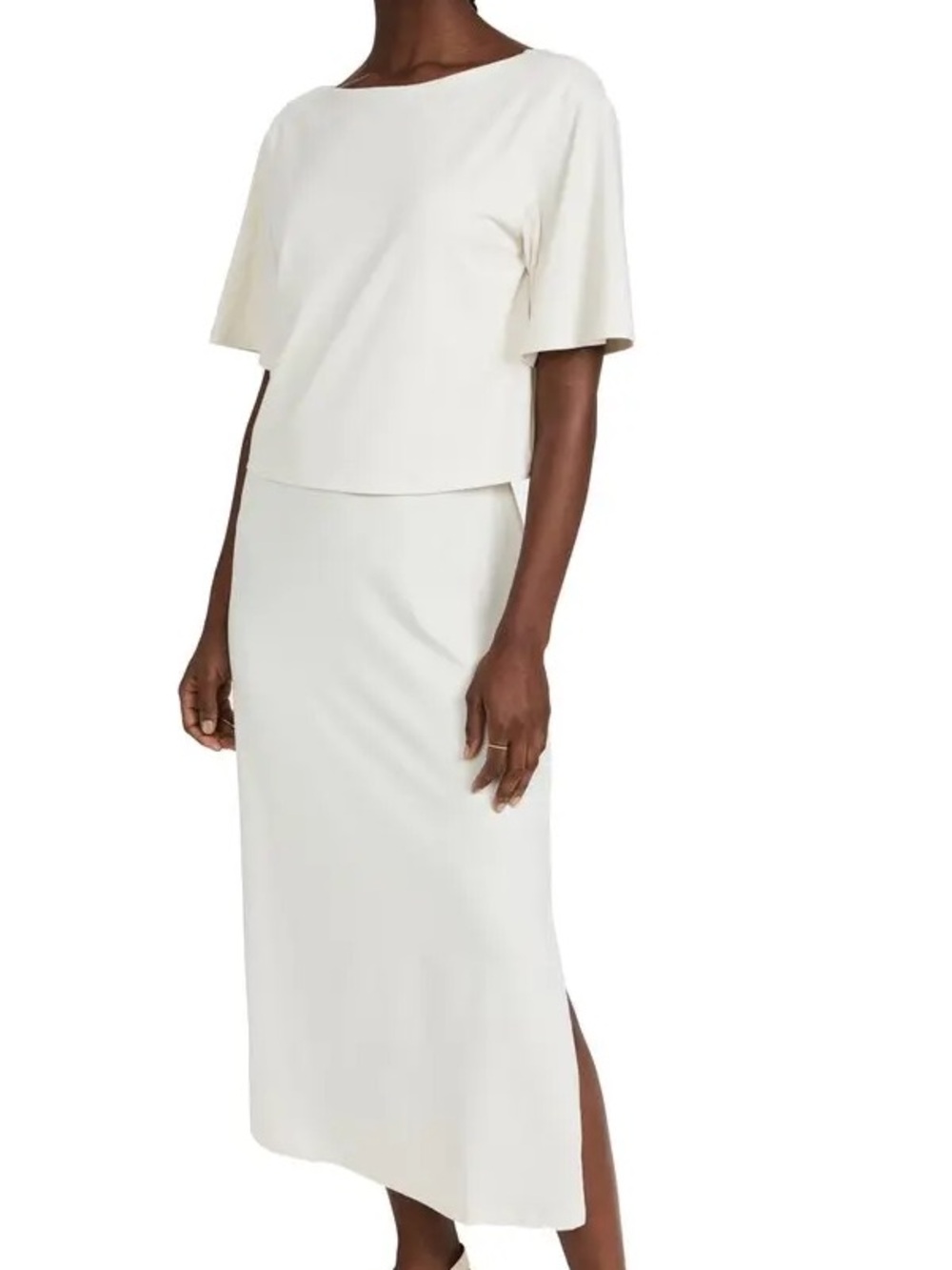 Theory Easy BK Layer Dress Cream Ecru Midi Dress Women Size S NWT